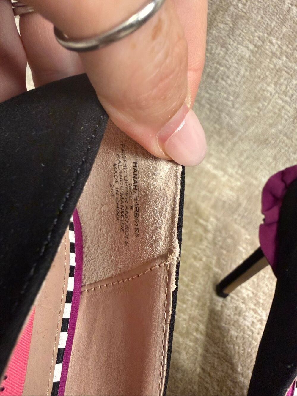 Betsey Johnson Black Pumps with Pink Ruffle Heel Accent - Picture 7 of 10
